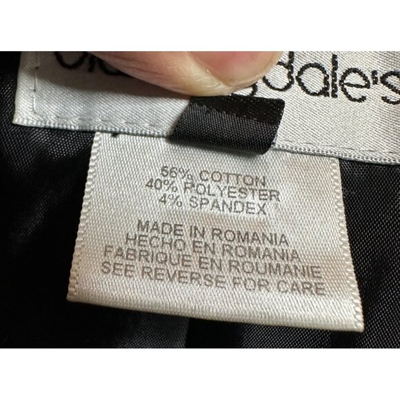 Bloomingdale's 6 Striped Collared One Button Blazer Black White Jacket - Picture 13 of 16